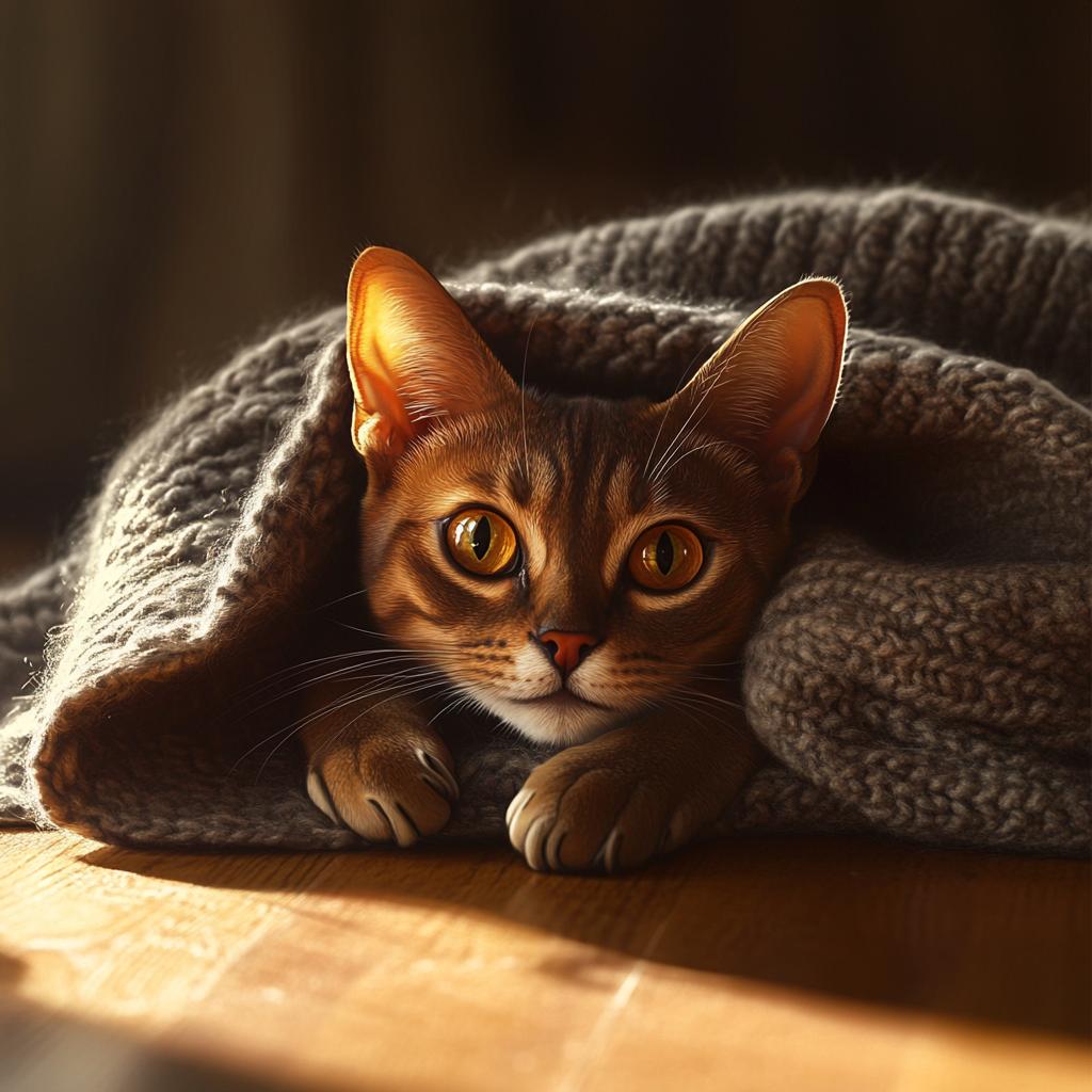 Snuggled Abyssinian Cat Portrait