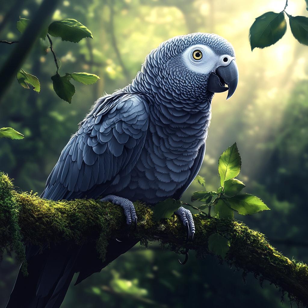 African Grey Parrot in Forest