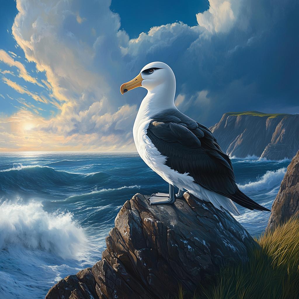 Albatross on Rocks by the Sea