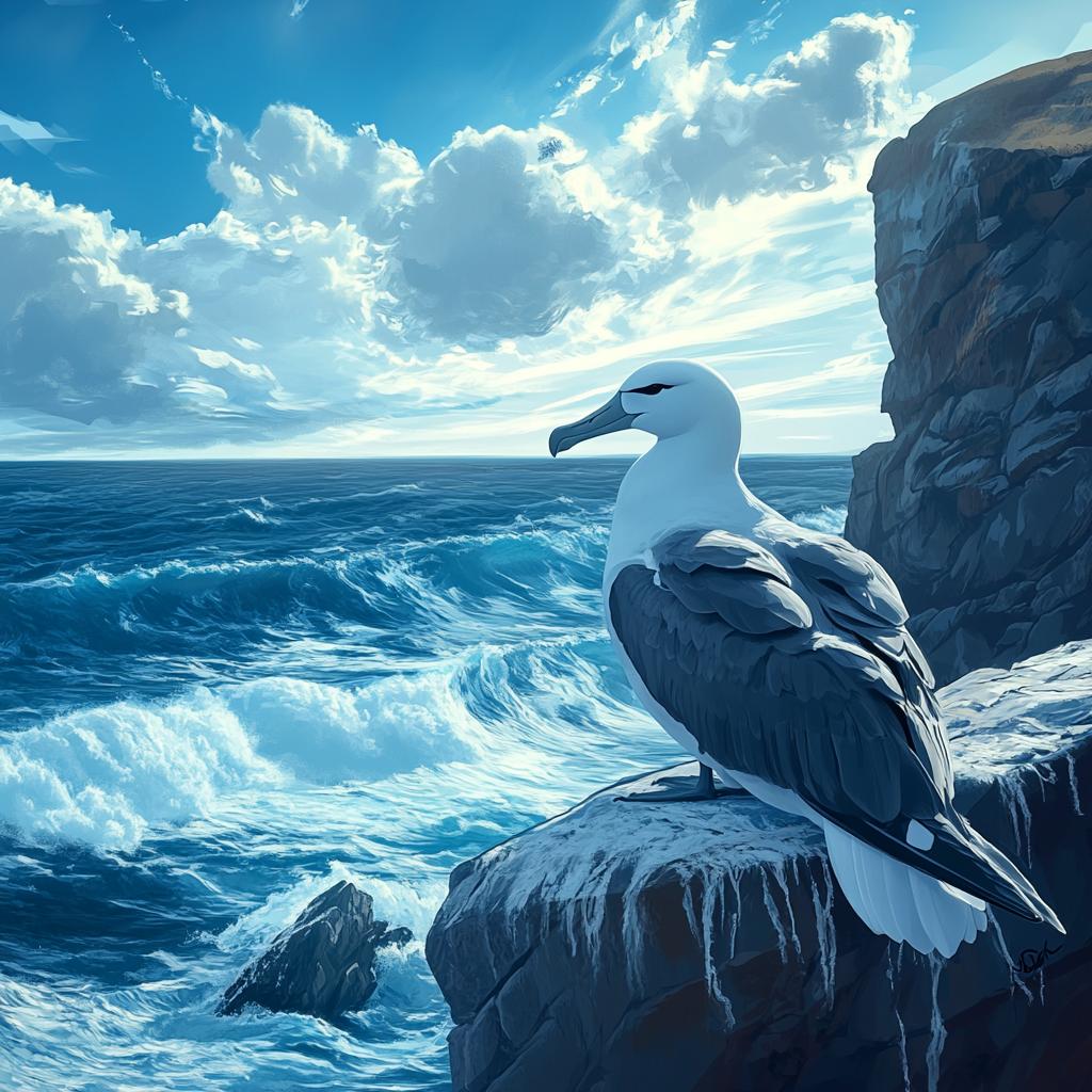 Albatross Resting on Coastal Rock