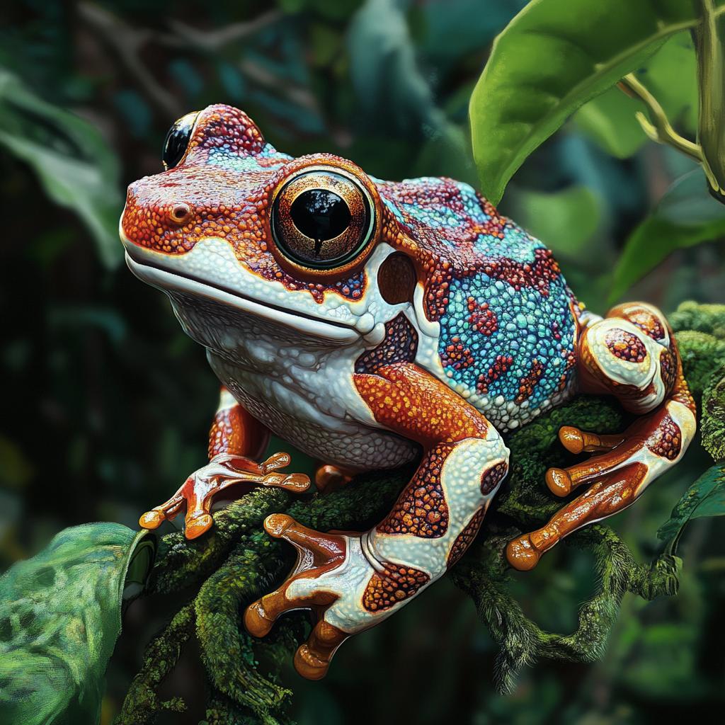 Close-Up Amazon Milk Frog on Branch