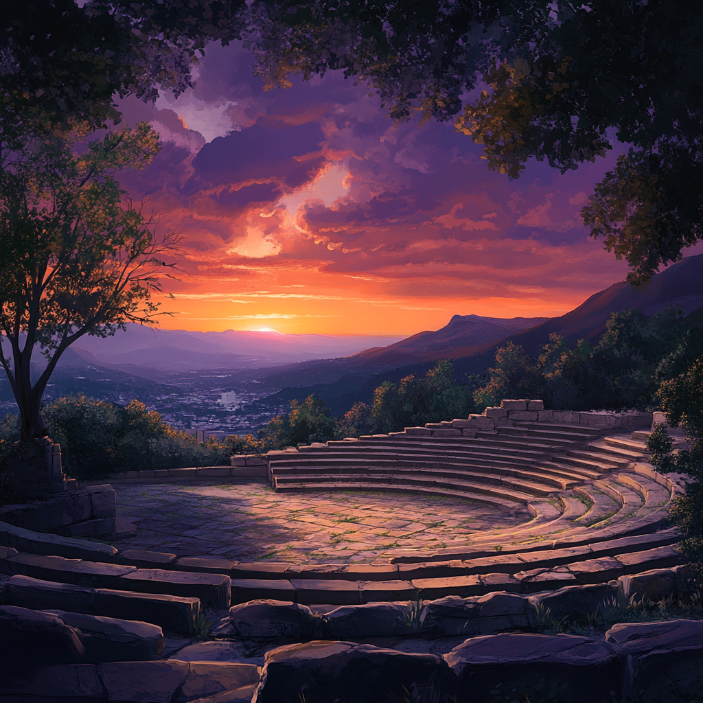Amphitheater at Cloudy Sunset