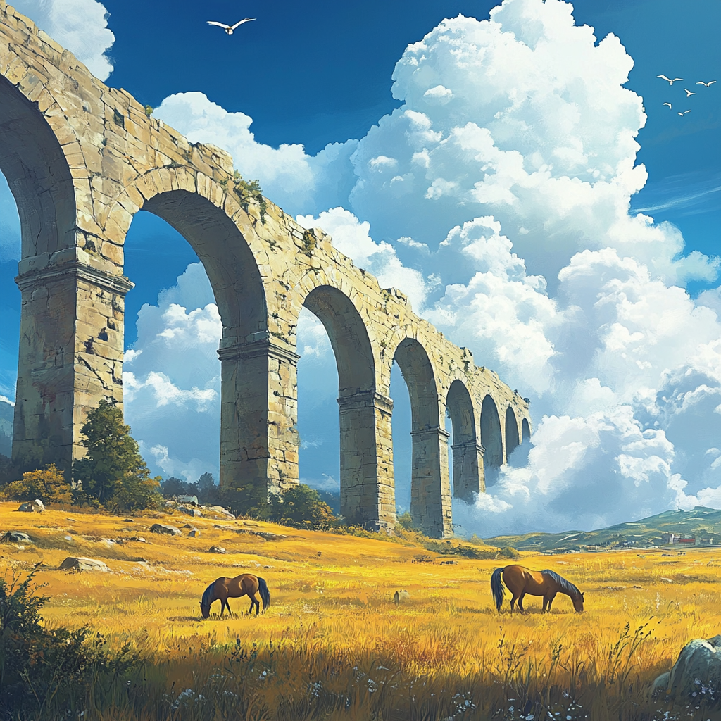 Ancient Aqueduct Among Clouds