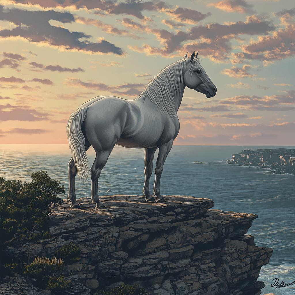 White Andalusian Horse by the Sea
