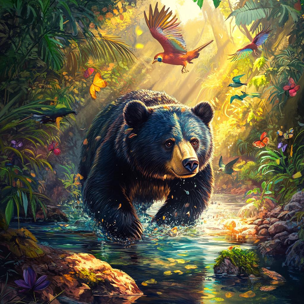 Andean Bear in Forest River