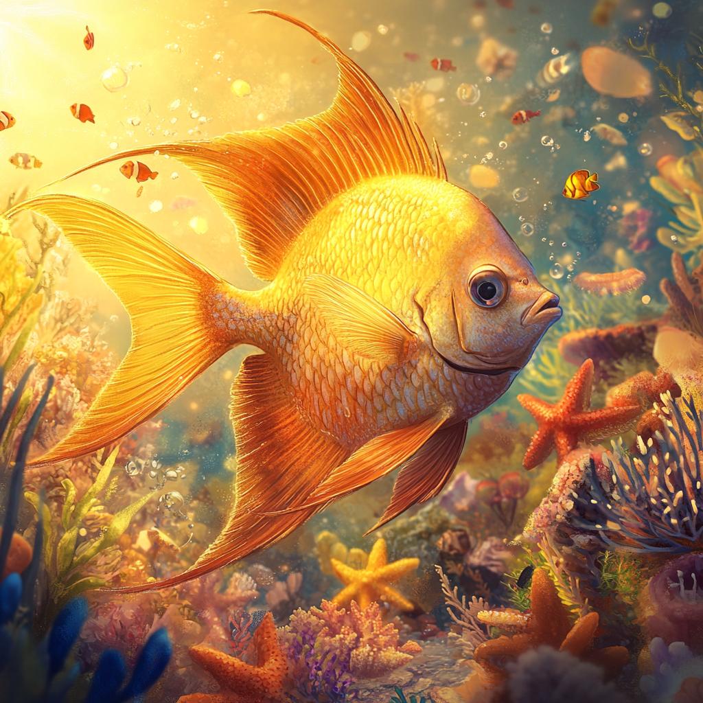 Yellow Angelfish in Coral Reef
