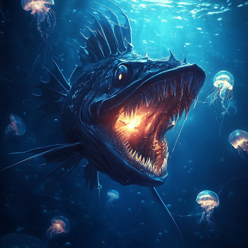 Deep Sea Anglerfish and Jellyfish