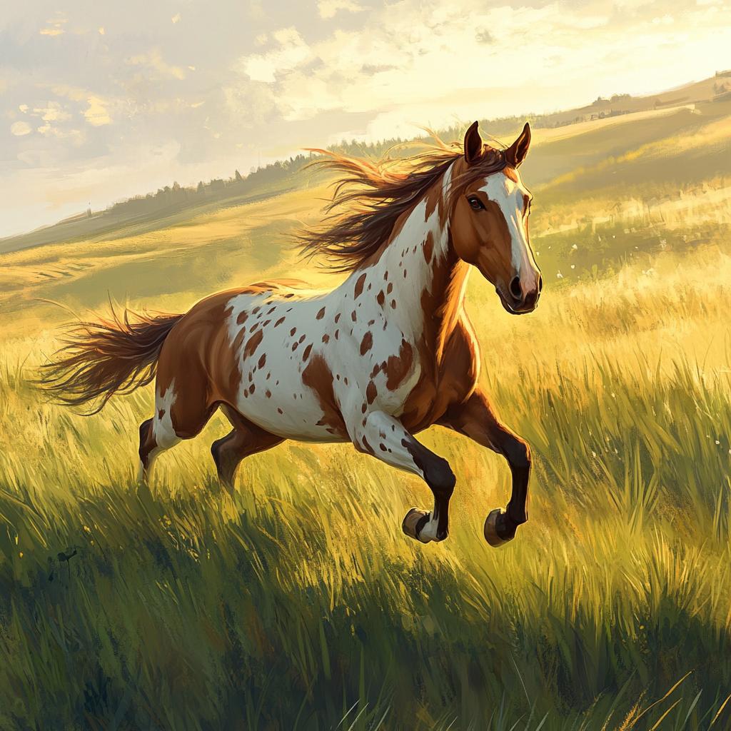 Brown and White Appaloosa Running