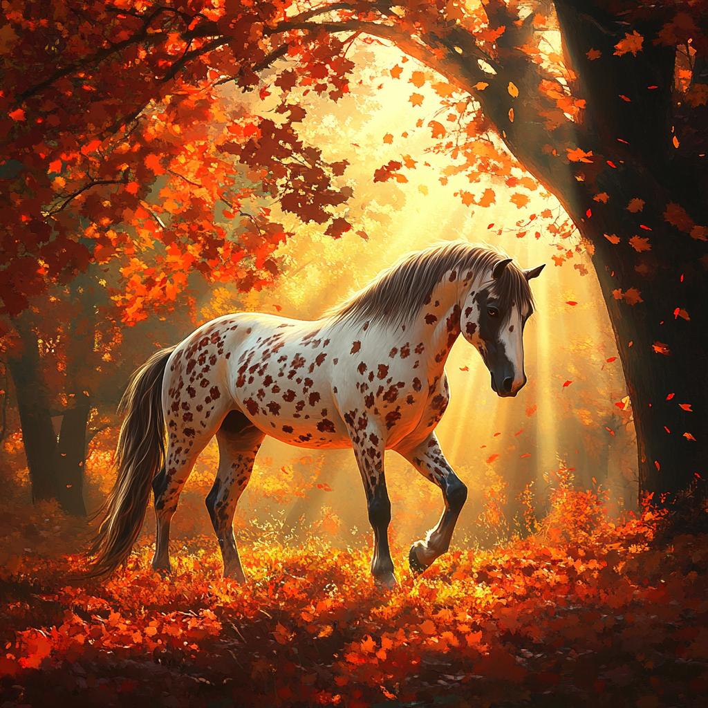Appaloosa Horse with Brown Dots in Forest