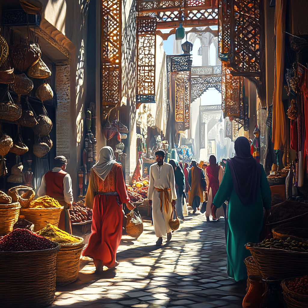 Moroccan Market Street Scene