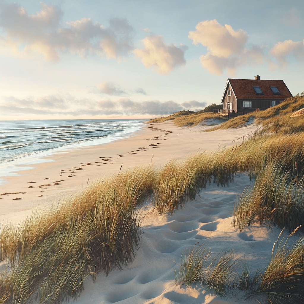 Seaside Dunes with Small Beach House
