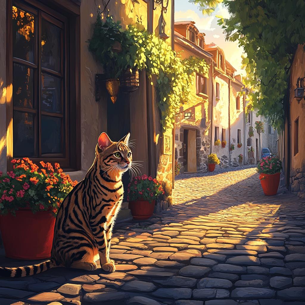 Bengal Cat at House During Sunset