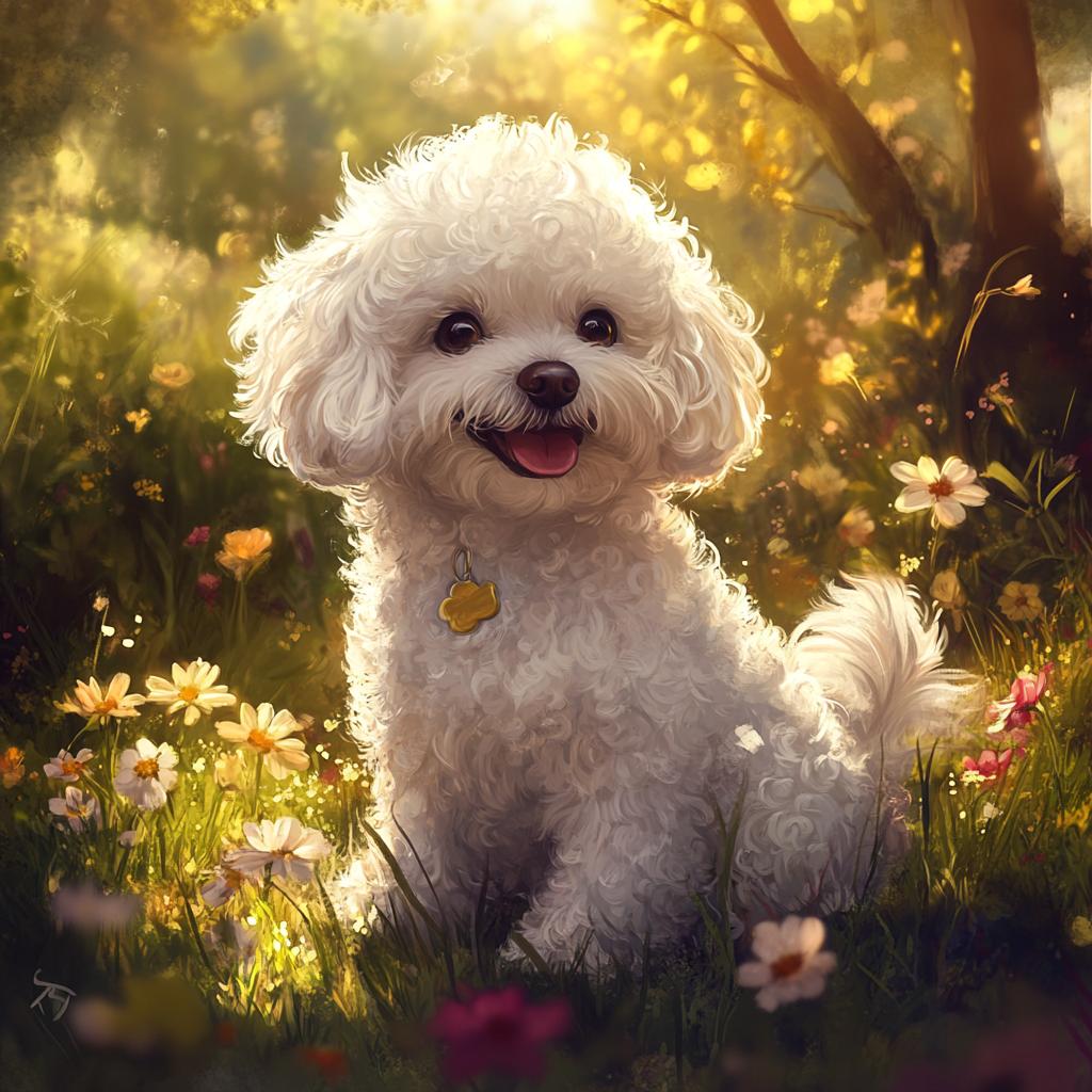 Bichon Frise Portrait in Nature