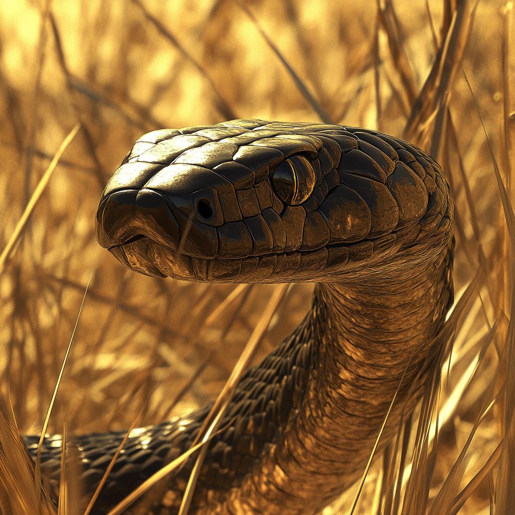 Black Mamba Close-Up in Grass