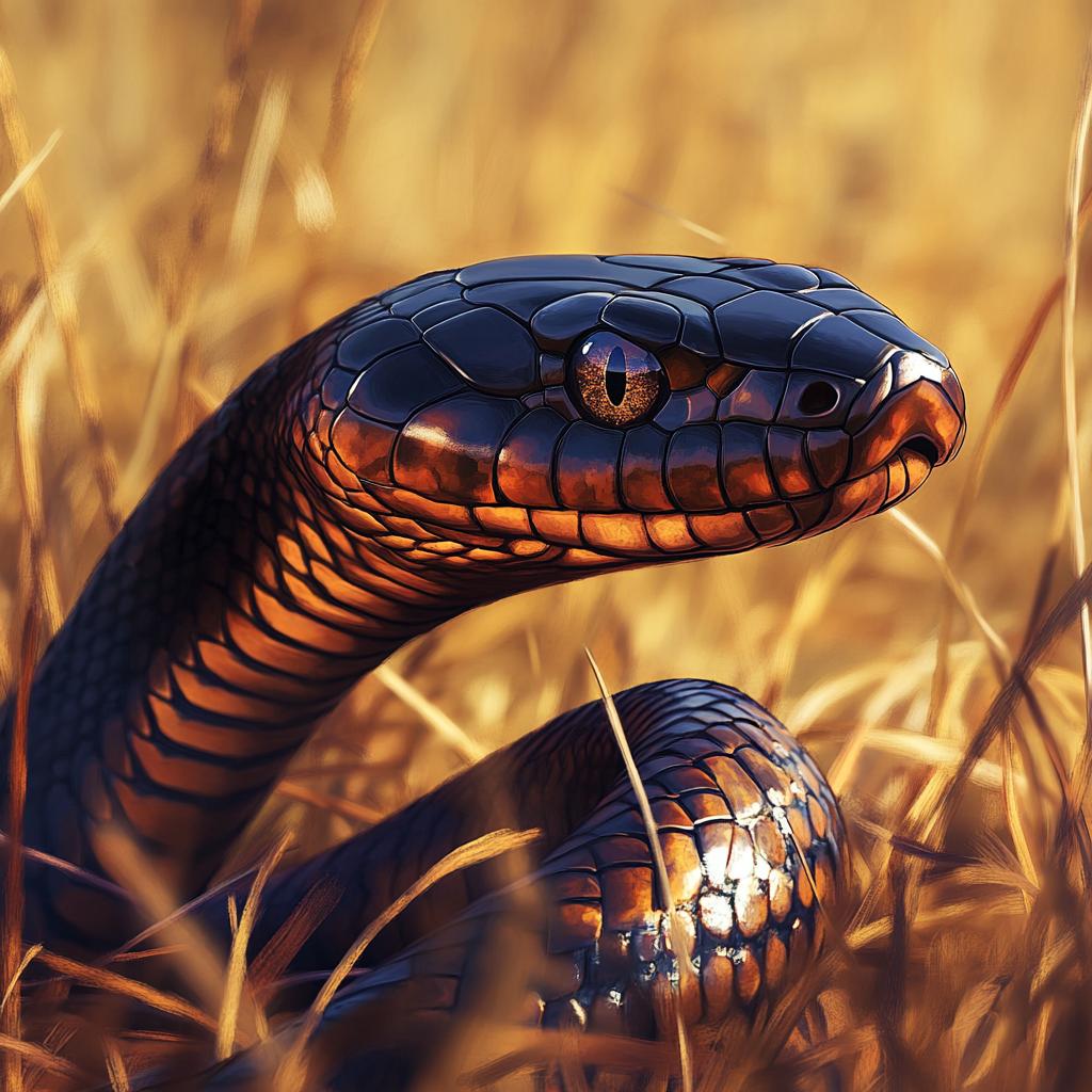 Black Mamba Portrait in Tall Grass