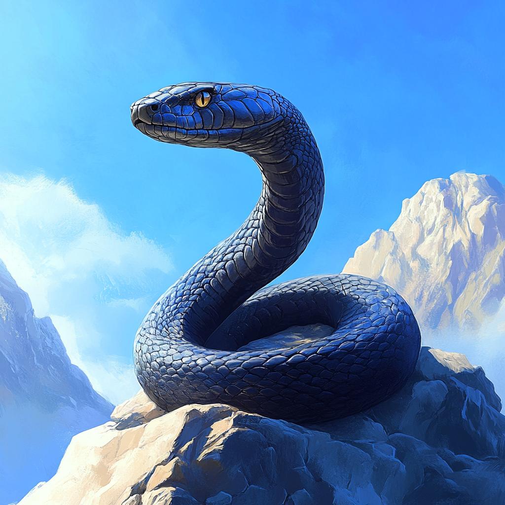 Black Mamba Sunbathing on Rock