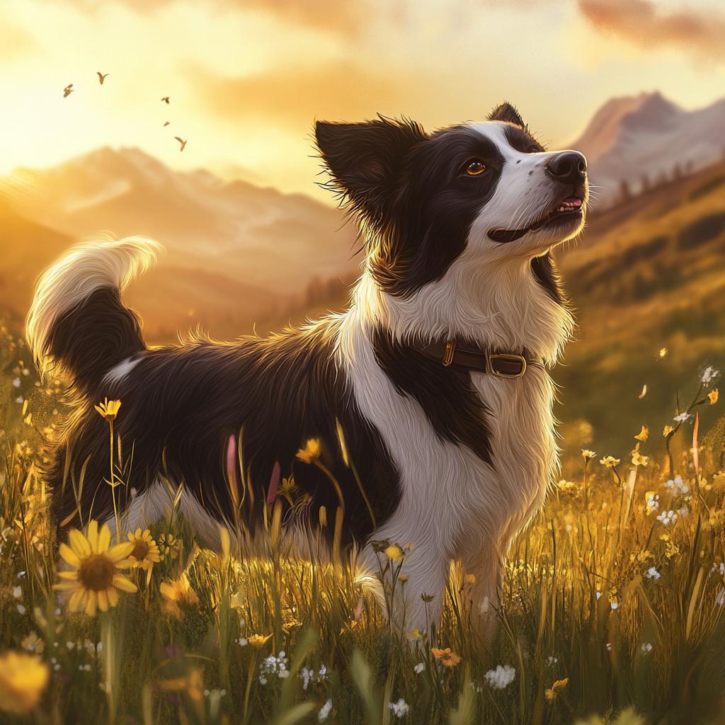 Border Collie Standing in Green Grass
