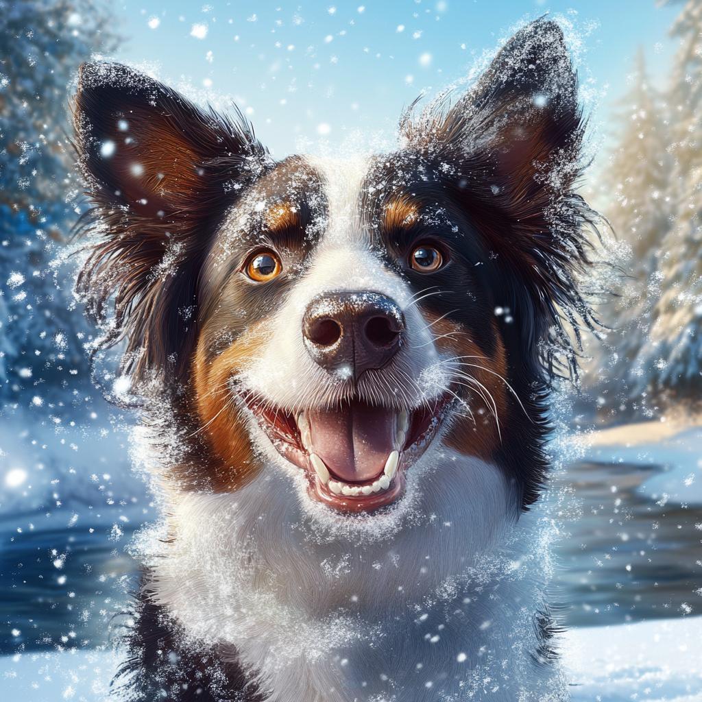 Border Collie Winter Portrait Close-Up