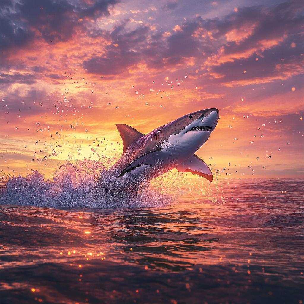 Bull Shark Jumping at Sunset