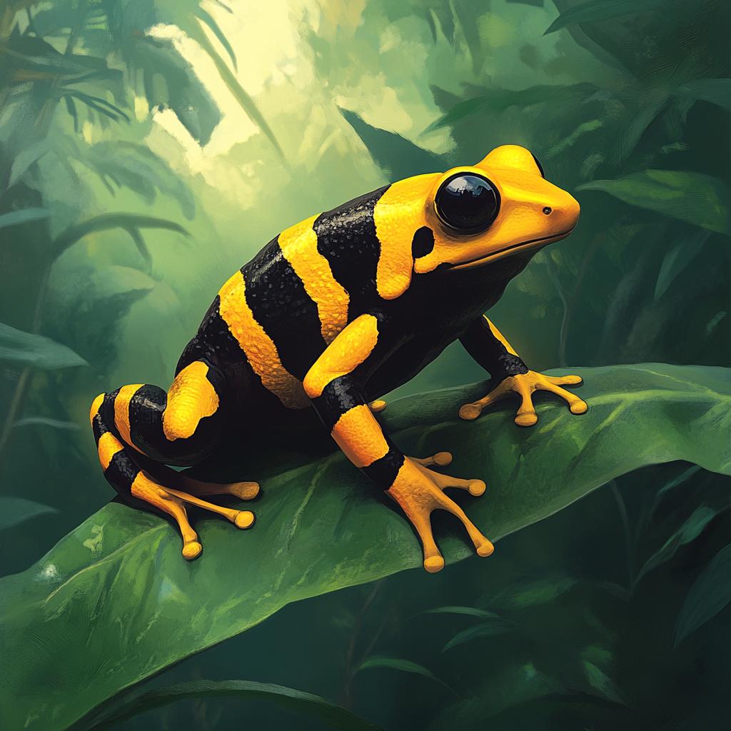 Bumblebee Poison Frog Close-Up on Leaf