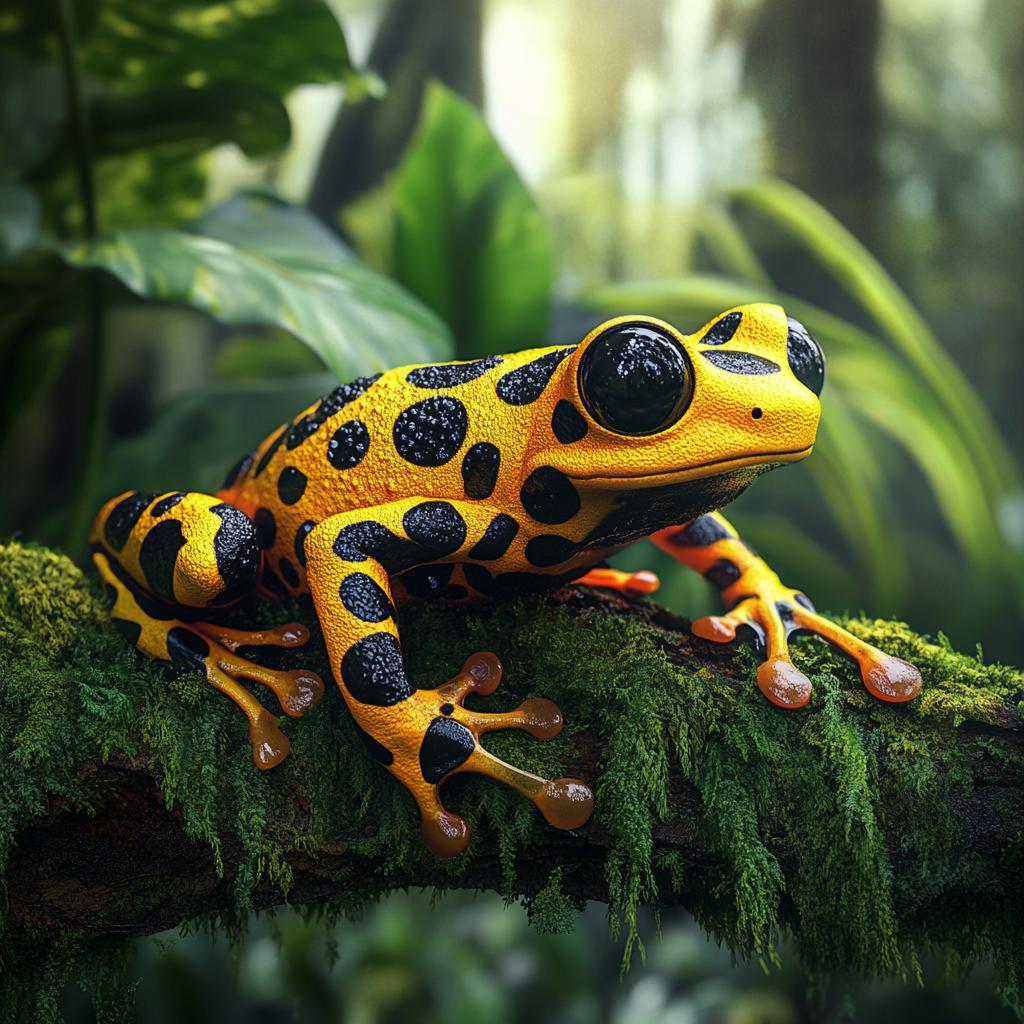 Bumblebee Poison Frog Sitting on Leaf