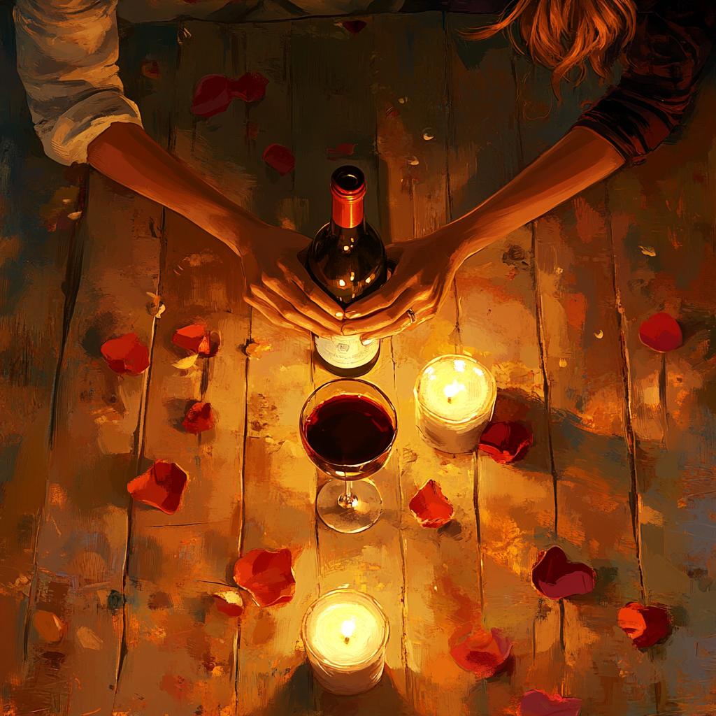 Couple Sharing Wine by Candlelight