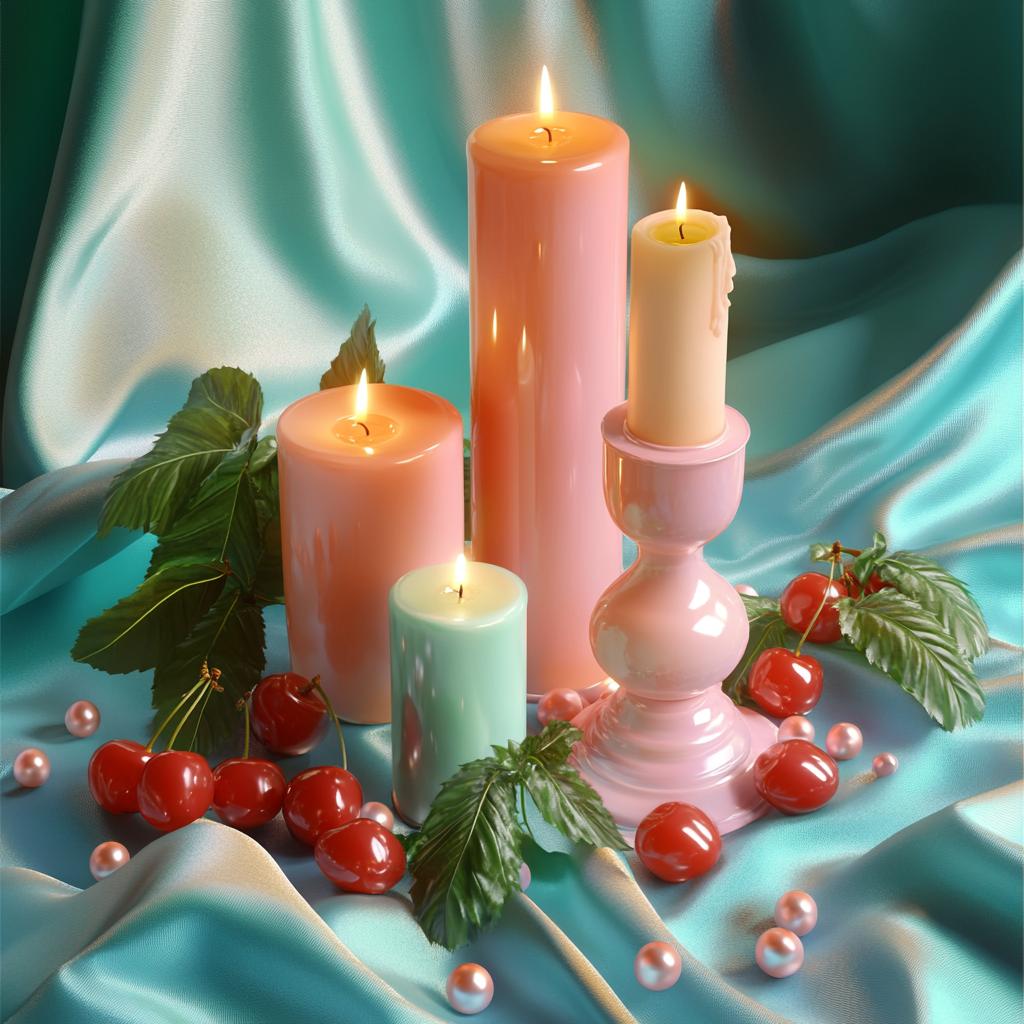 Still Life with Pink Candles and Fruits