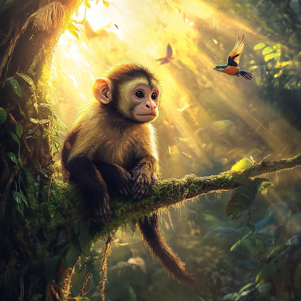 Capuchin Monkey Resting in Sunbeam