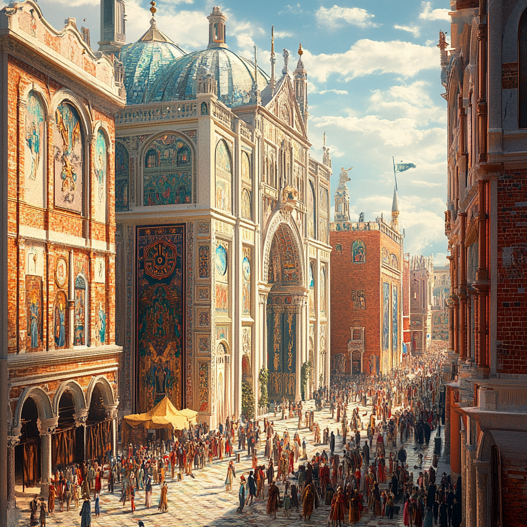 Ottoman Cathedral on Busy Street