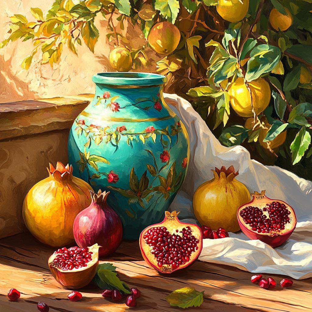 Vase with Fruits and Lemon Tree