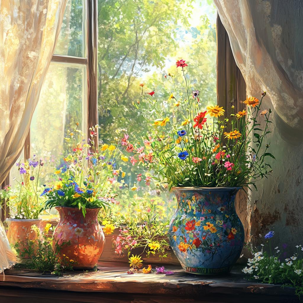 Vases at Open Window