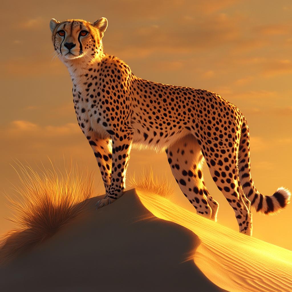 Cheetah on Top of Sand Dune