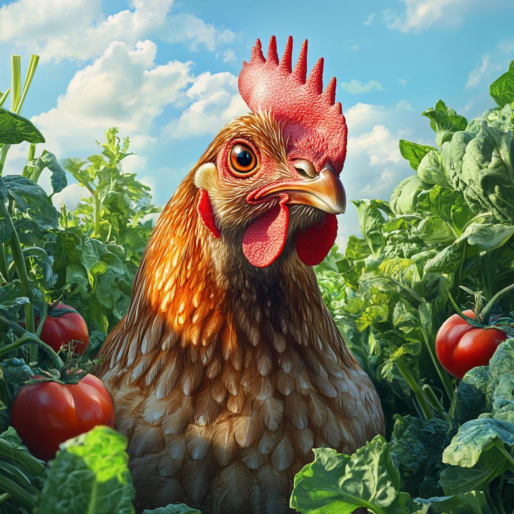 Chicken Head in Tomato Field