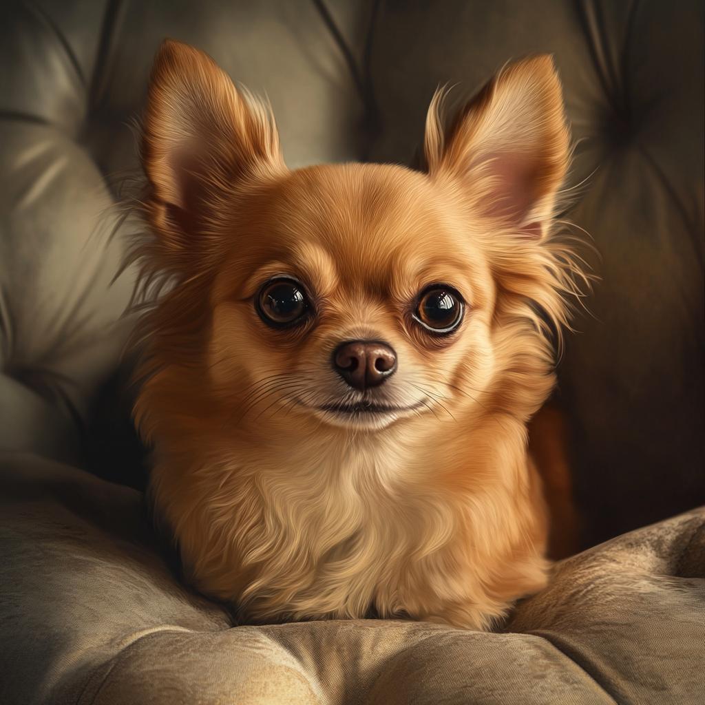 Chihuahua Portrait Resting on Couch