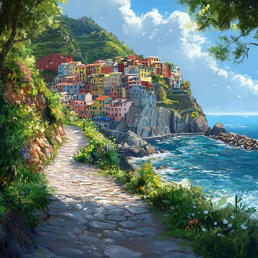 Cinque Terre City and Sea View