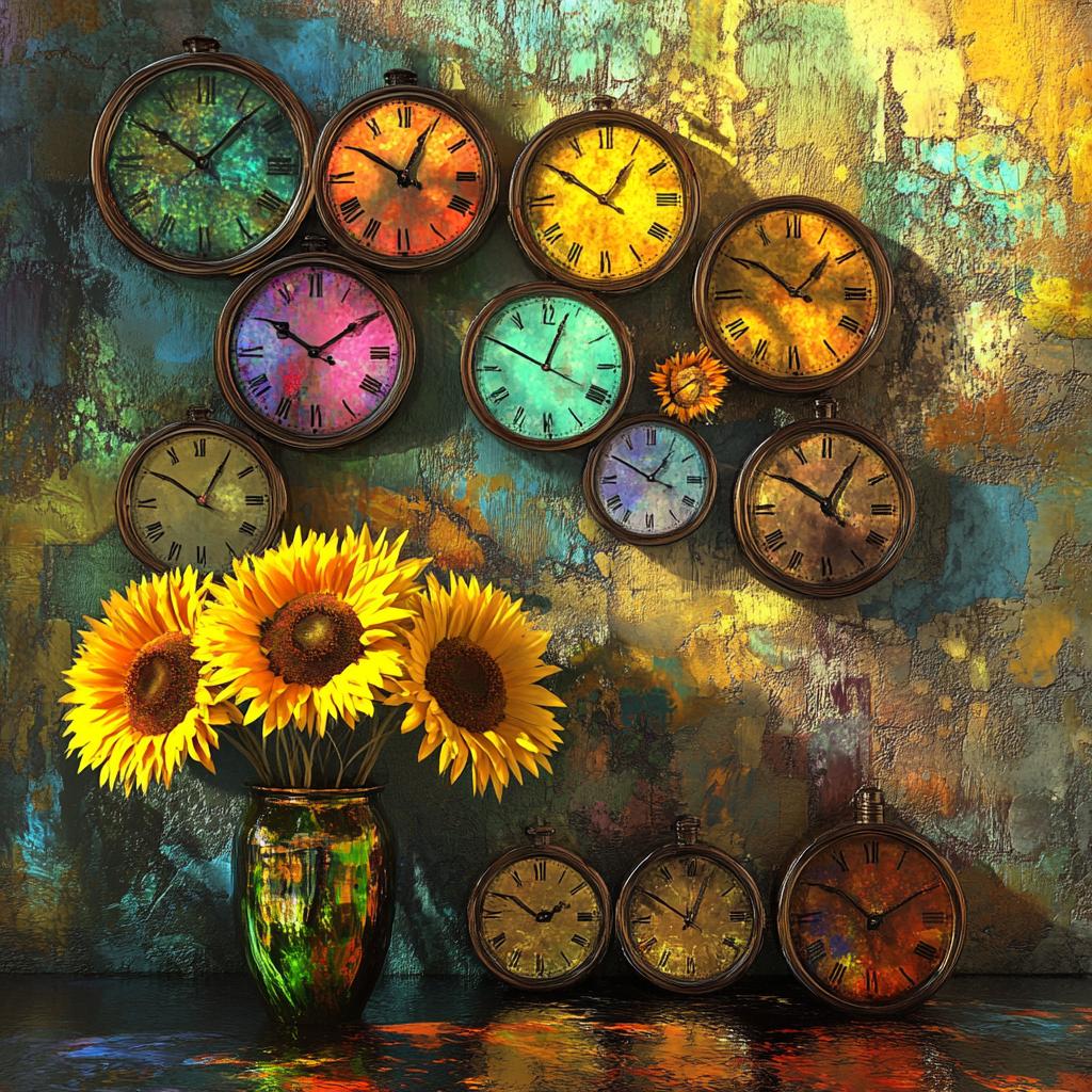 Still Life with Clocks and Sunflowers