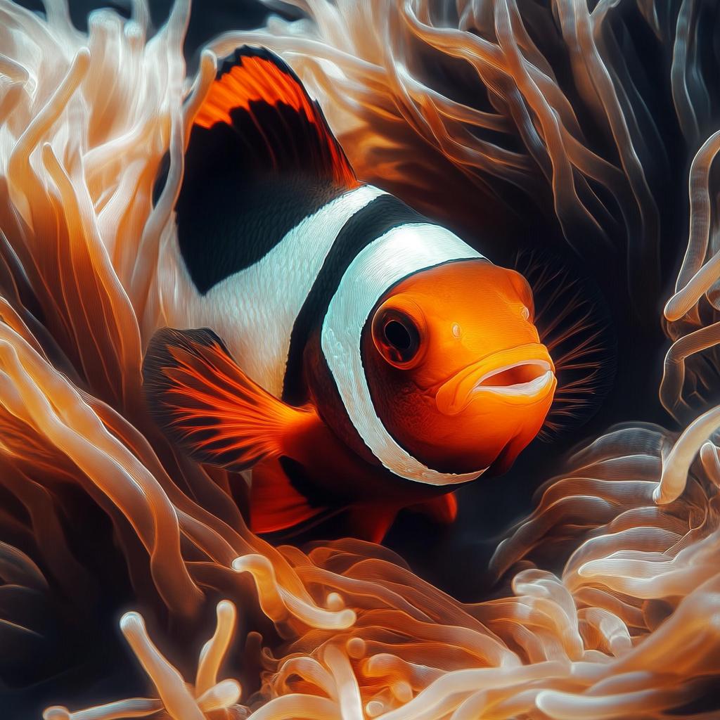 Clownfish in Sea Anemone Portrait