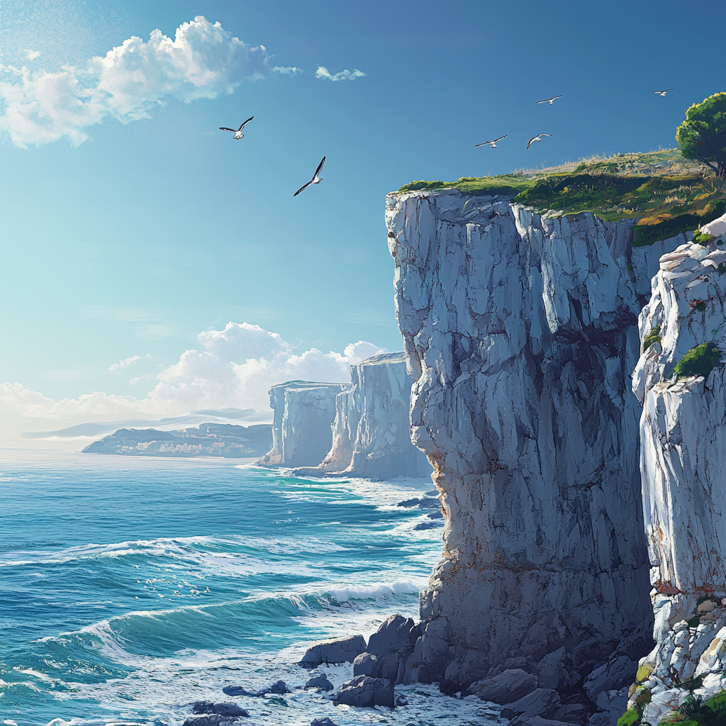White Coastal Cliffs by the Sea