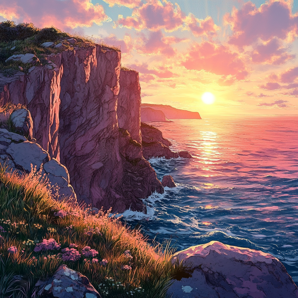 Coastal Cliffs at Sunset View