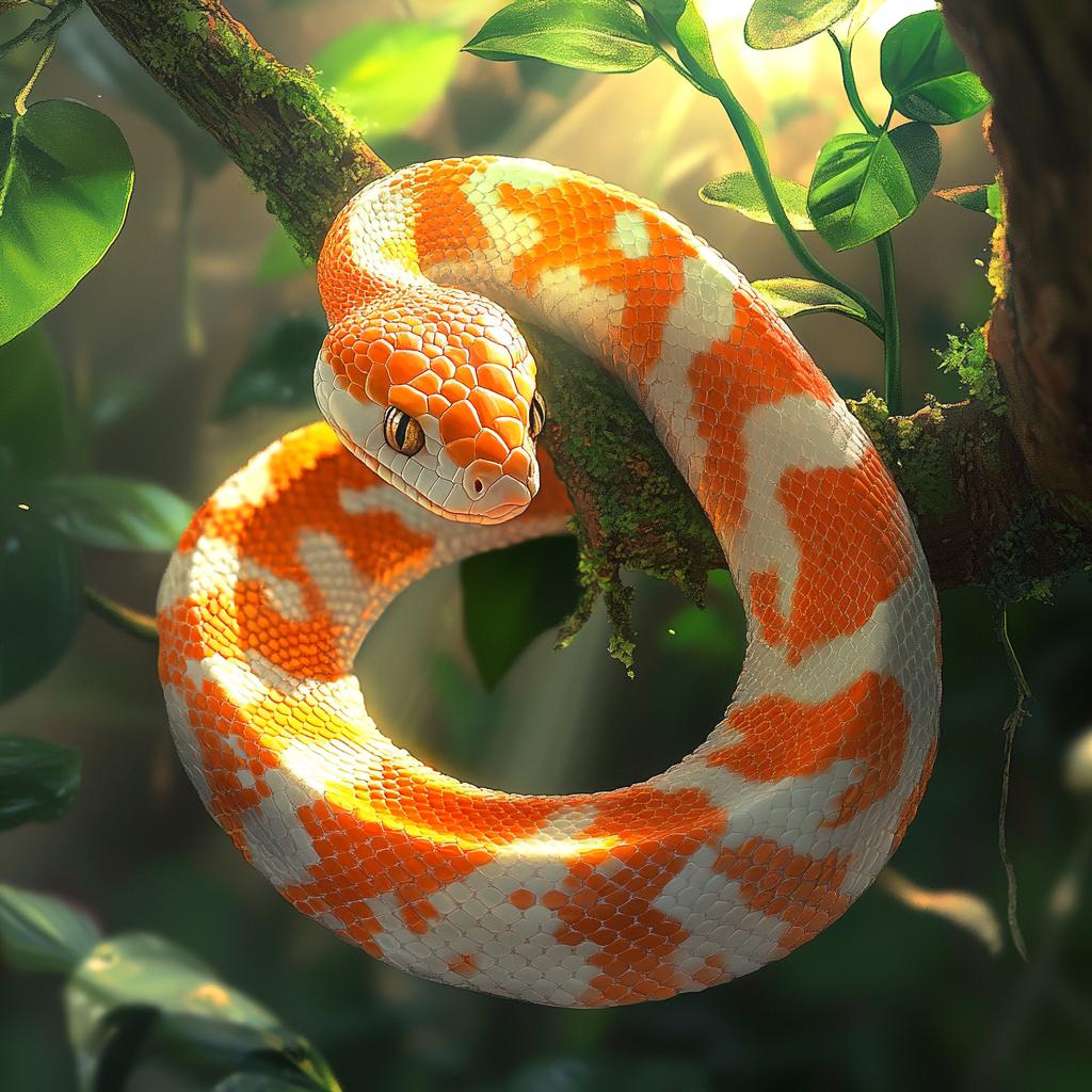Corn Snake Hanging from Branch