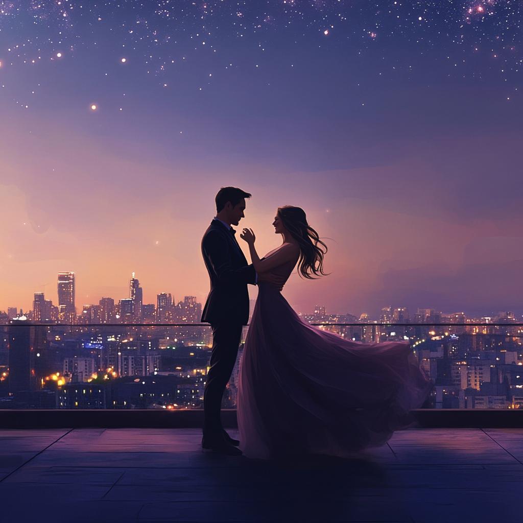 Couple Dancing on Rooftop After Sunset