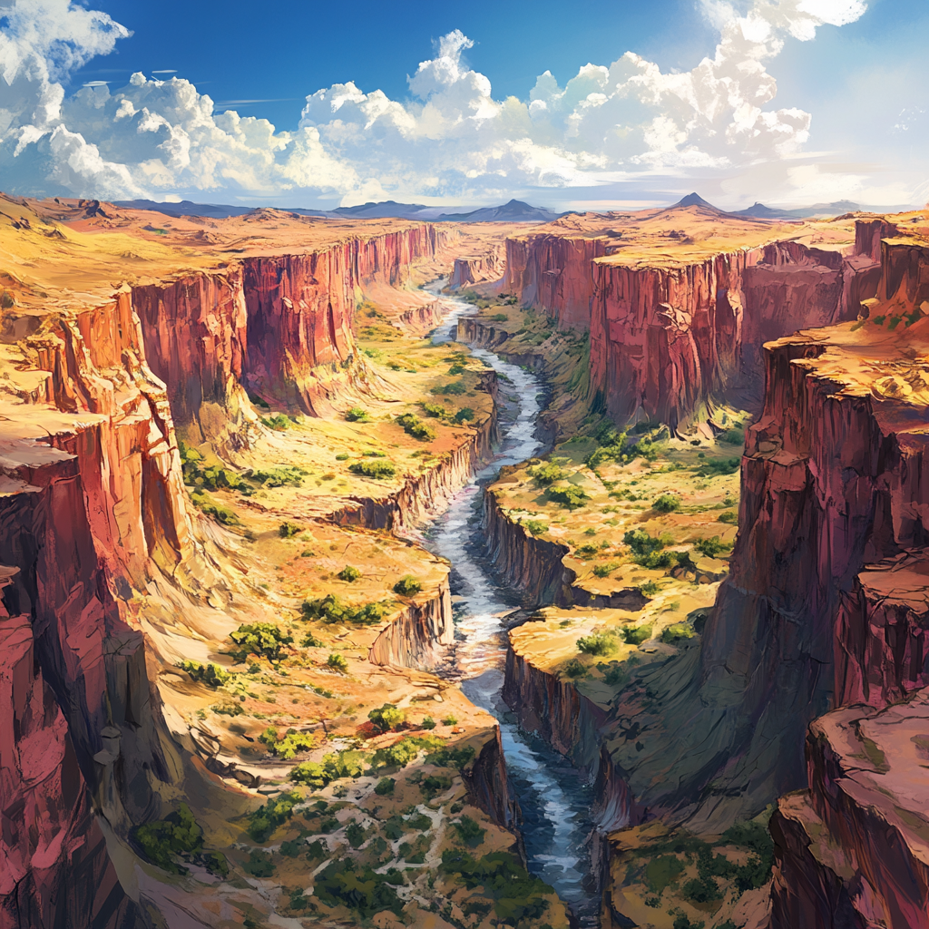 Desert Cliffs with River Flowing Through