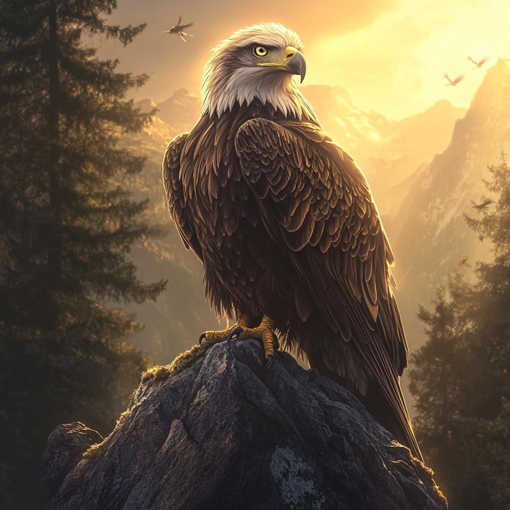Close Up Eagle Portrait on Rock