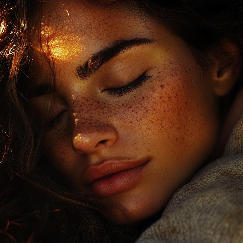 Peaceful Woman Portrait with Closed Eyes
