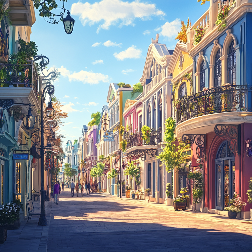Colorful Italian Street with Facades