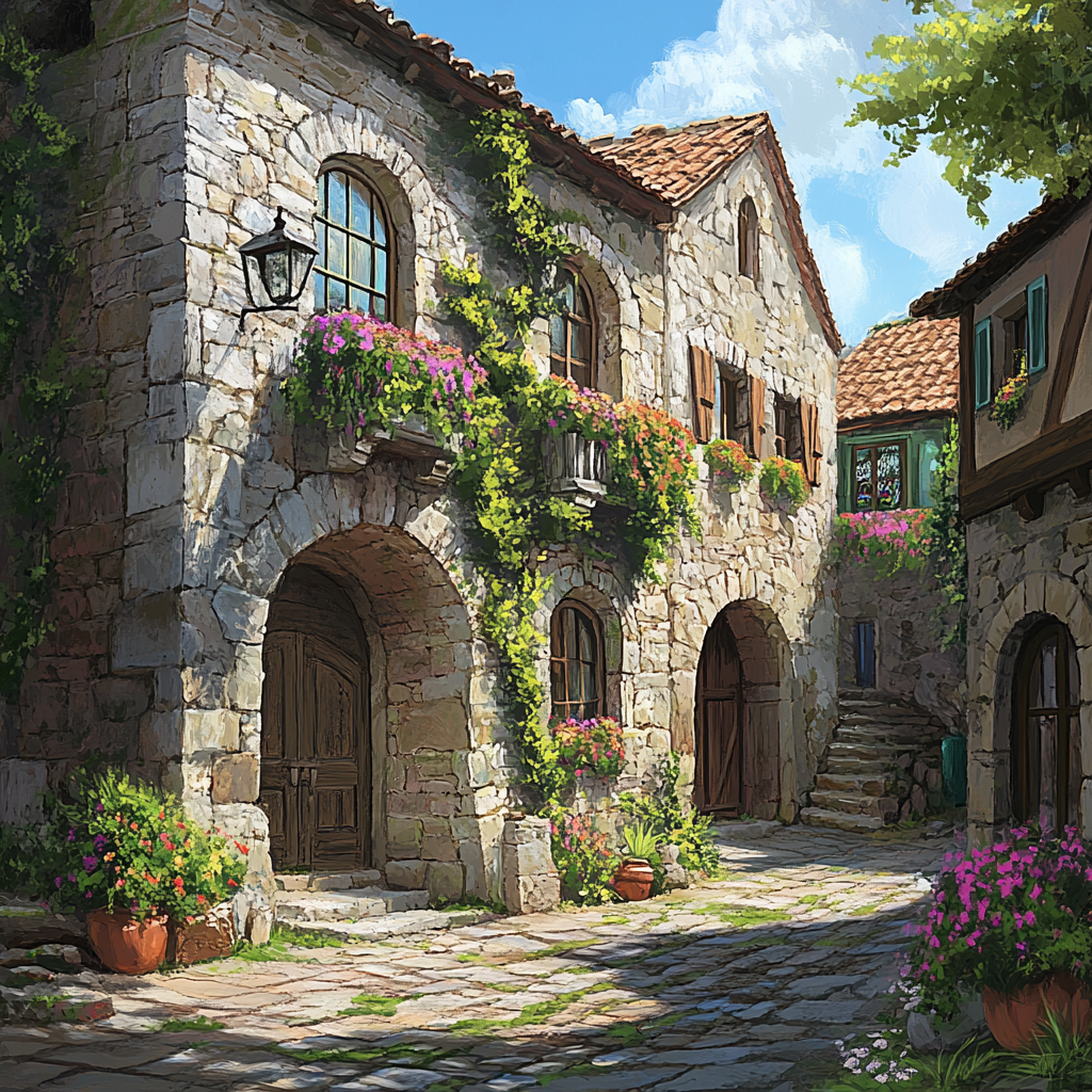 Medieval Italian House with Plants