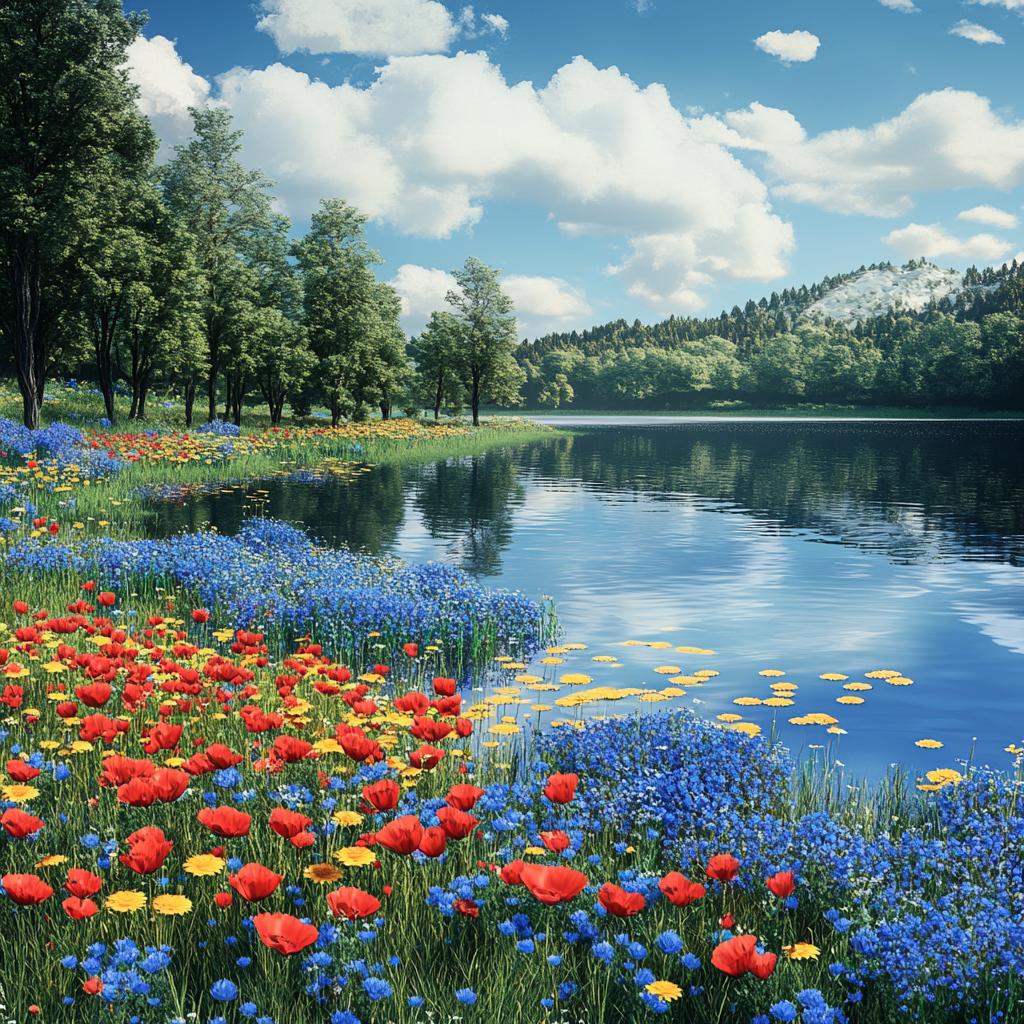 Colorful Tulips with Butterflies