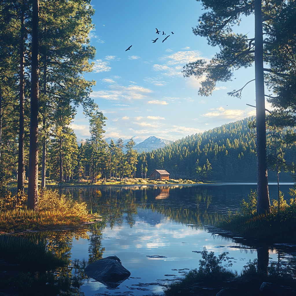 German Forest Cottage by River