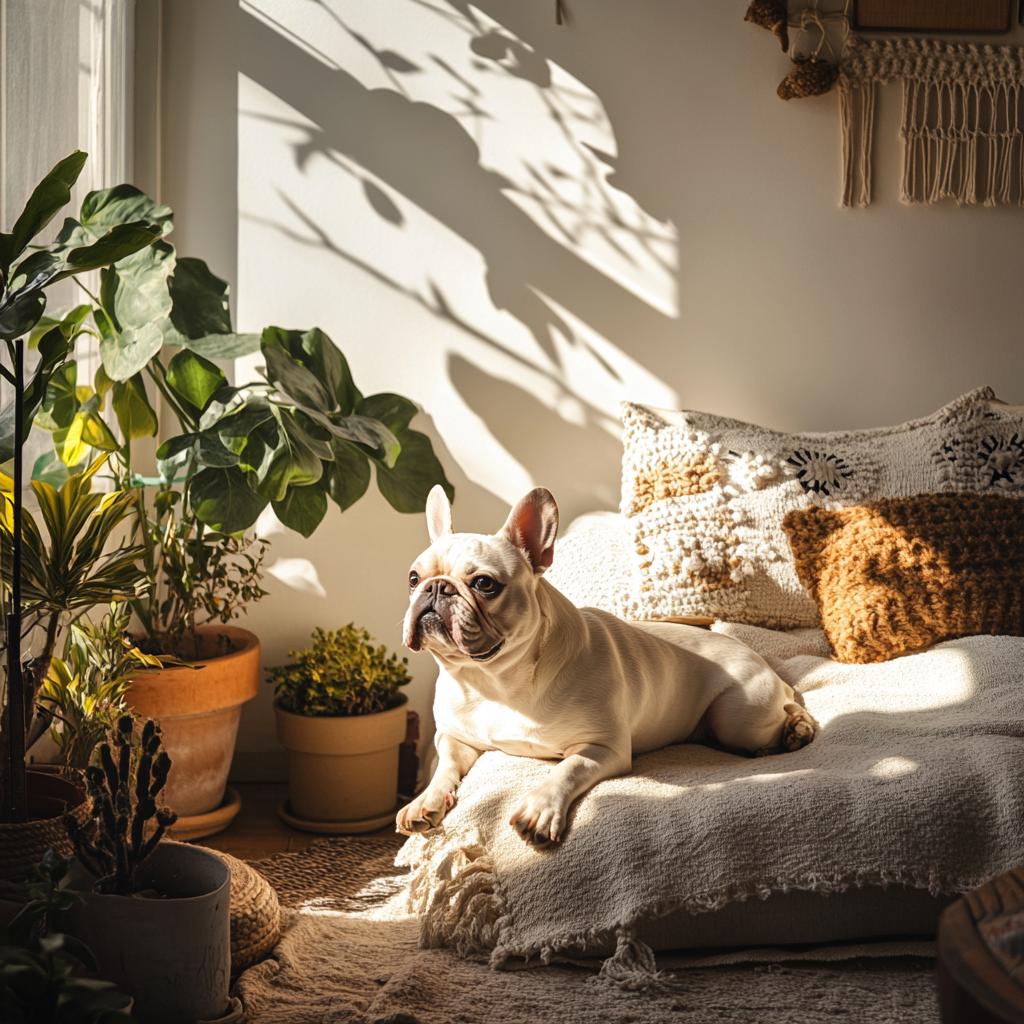 French Bulldog Resting on Bed