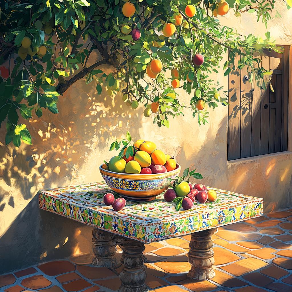 Arabian Bowl of Fruit on Terrace